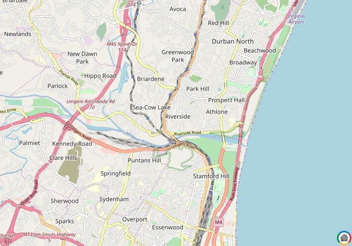 Map location of Riverside - DBN